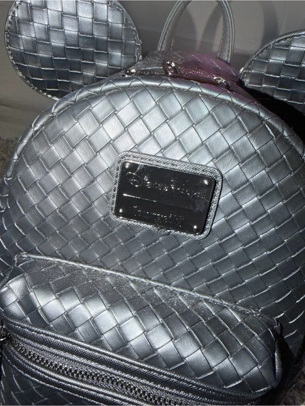 Loungefly Black Woven Mickey Ear Mini Backpack